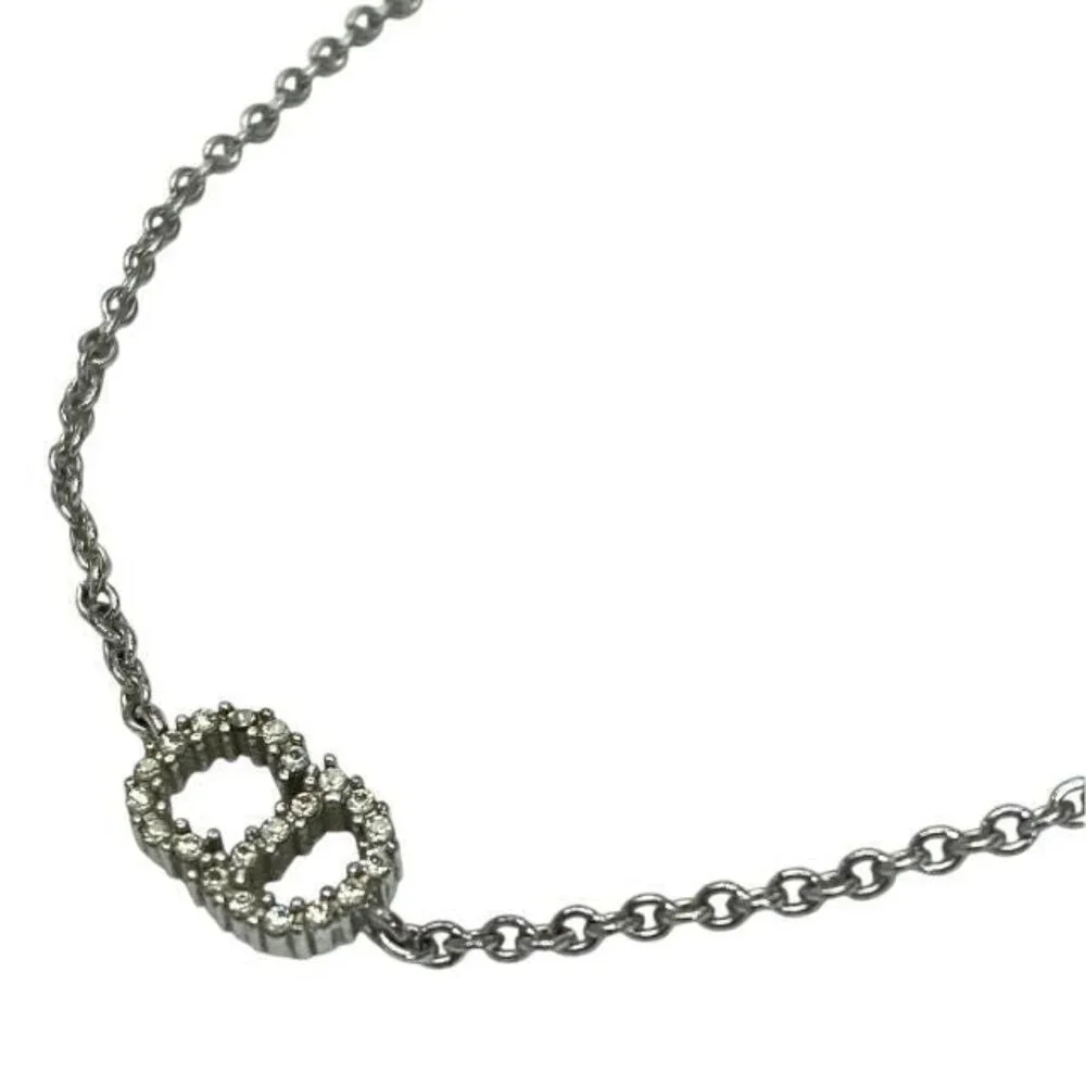 Christian Dior Bracelet Bangle Clair D LUNE CD Logo Metal Rhinestone Silver - Picture 2 of 8